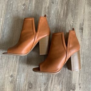 Pink Lily / Qupid Tan Brown Open Toe Booties